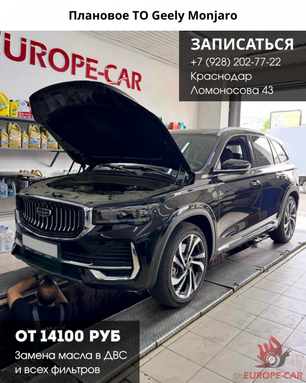 Плановое ТО Geely Monjaro. Замена масла и фильтров Джили