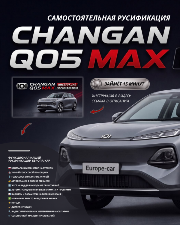 Самостоятельная русификация Changan Qiyuan Q05 Max+ за 15 минут